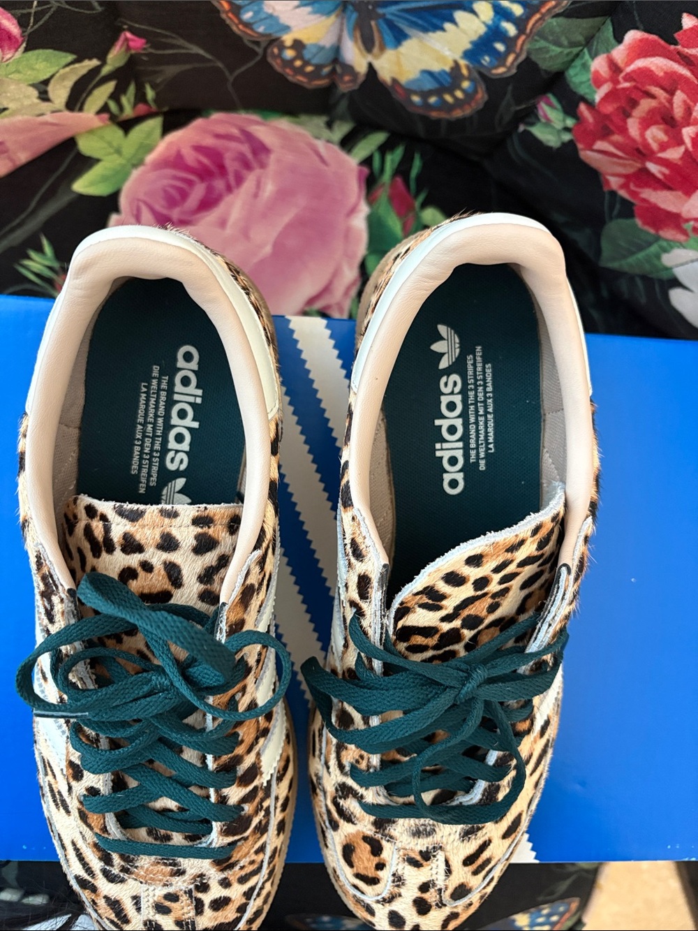 adidas Leopard Print Campus Sneakers in Tan, Black & White - Picture 5 of 13